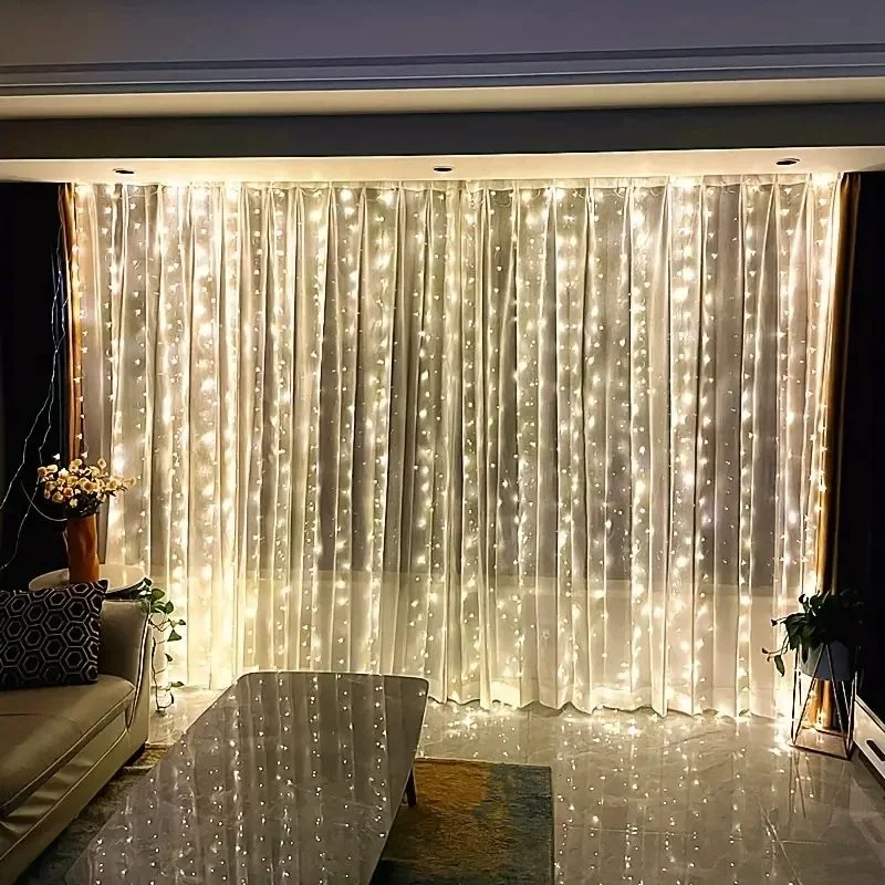 USB Curtain Lights, For Bedroom,With 8 Modes Remote,For Party Wall Decorations Christmas Indoor/Outdoor layout