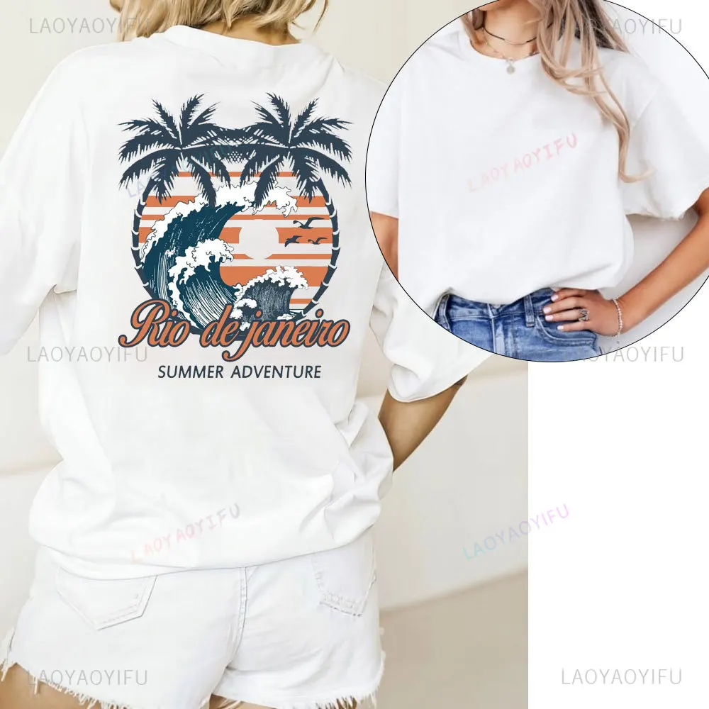 2024 New Women's Loose Fit Summer Cotton T-shirt Orange Palm Letter Print Round Neck Short Sleeve Casual Fashion Tshirt Top