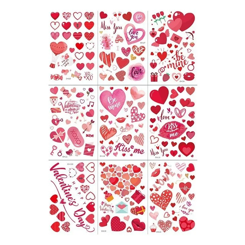 9 Sheets Window Static Stickers Store Decoration Valentine's Day Holiday Parties Love Glass Stickers Home Furnishing Decoration