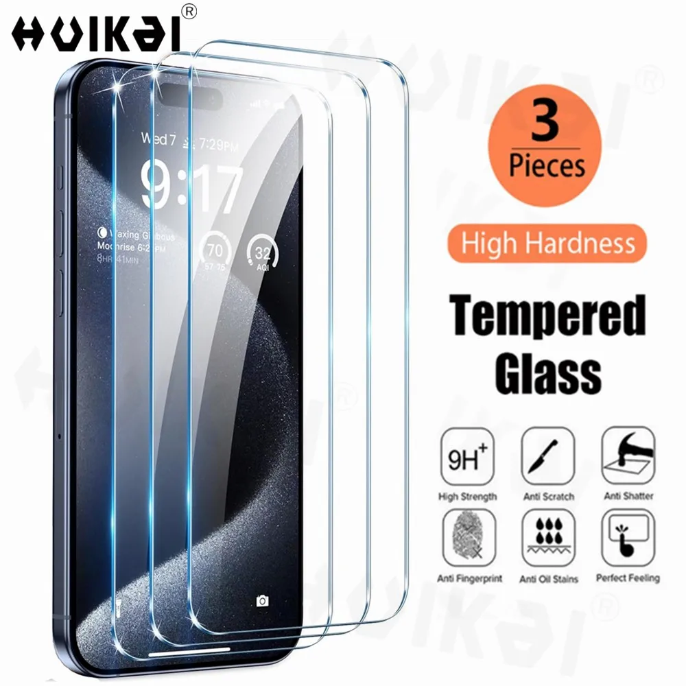 

Screen Protector 3 Pack for iPhone 15 Pro Max 14 13 12 Pro Max 11 XS MAX 8 7 Plus Ultra HD Clear Full Screen Tempered Glass Case