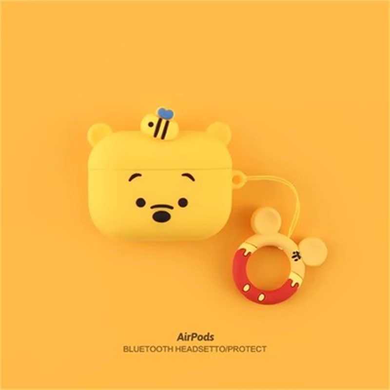 Disney Cartoon Cute Winnie the Pooh custodie in Silicone per Airpods 1 2 3 Pro custodia protettiva per auricolari Wireless Bluetooth