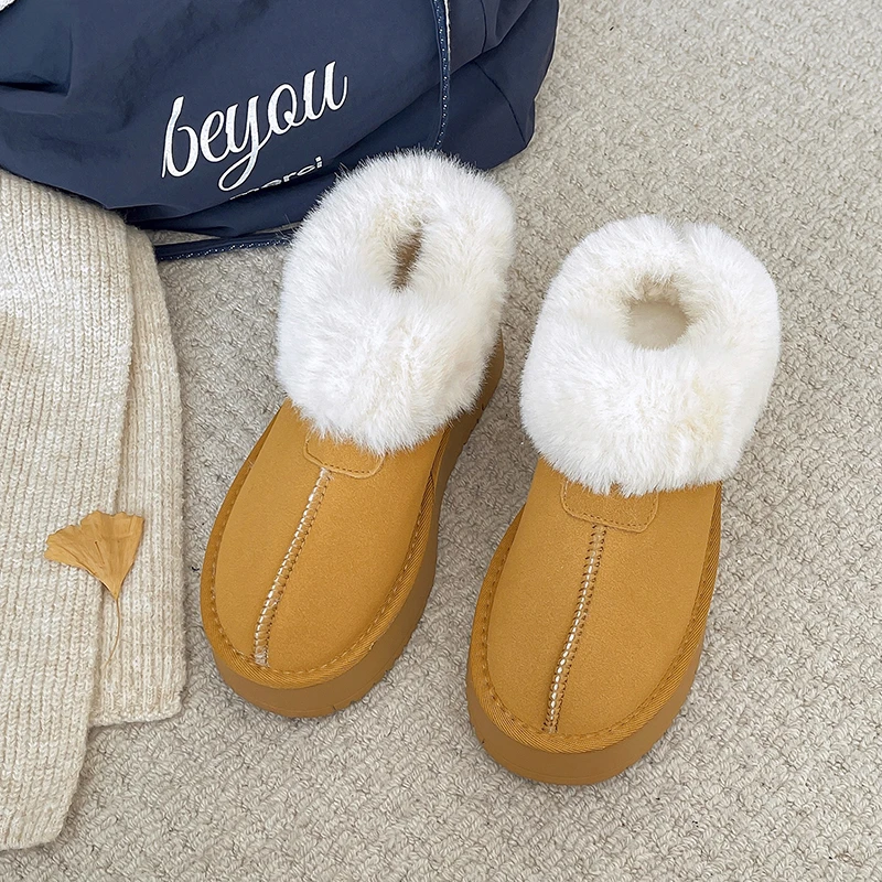 2024 Winter Warm Bont Indoor Woninginrichting Dames Casual Slippers Dames Comfortabele Zachte Zolen Thuis Schoenen Vrouwen