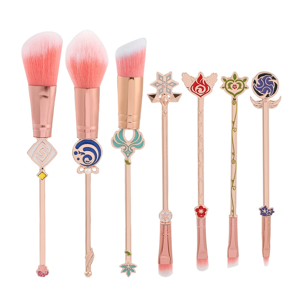 5pcs/set Anime Genshin Impact Makeup Brushes Set Professional Eyeshadow Eyebrow Brush Highlight Foundation Makeup Tool