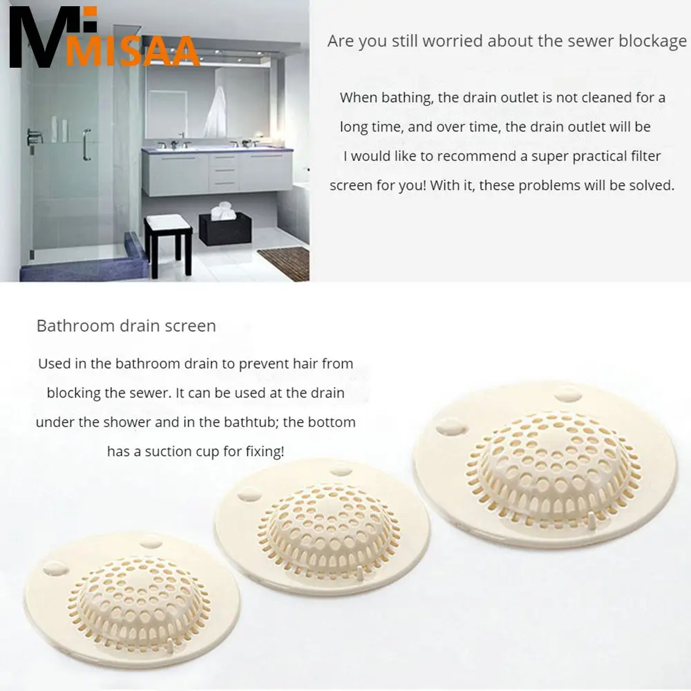 Hair Filter Silicone Deodorant Beige Kitchen Sewer Filter Anti-clogging Reusable Sewer Hair Filter Hair Catcher Sink Filter