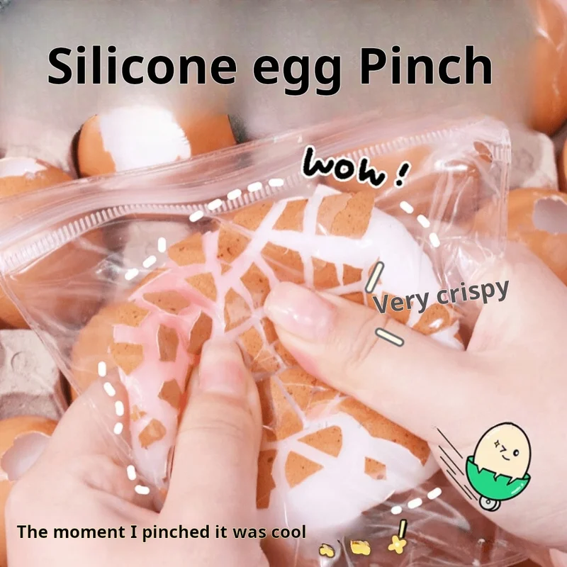 New 1pcs Simulated silicone egg kneading and pressure relief toy, real eggshell, one-time kneading and pressure relief tool