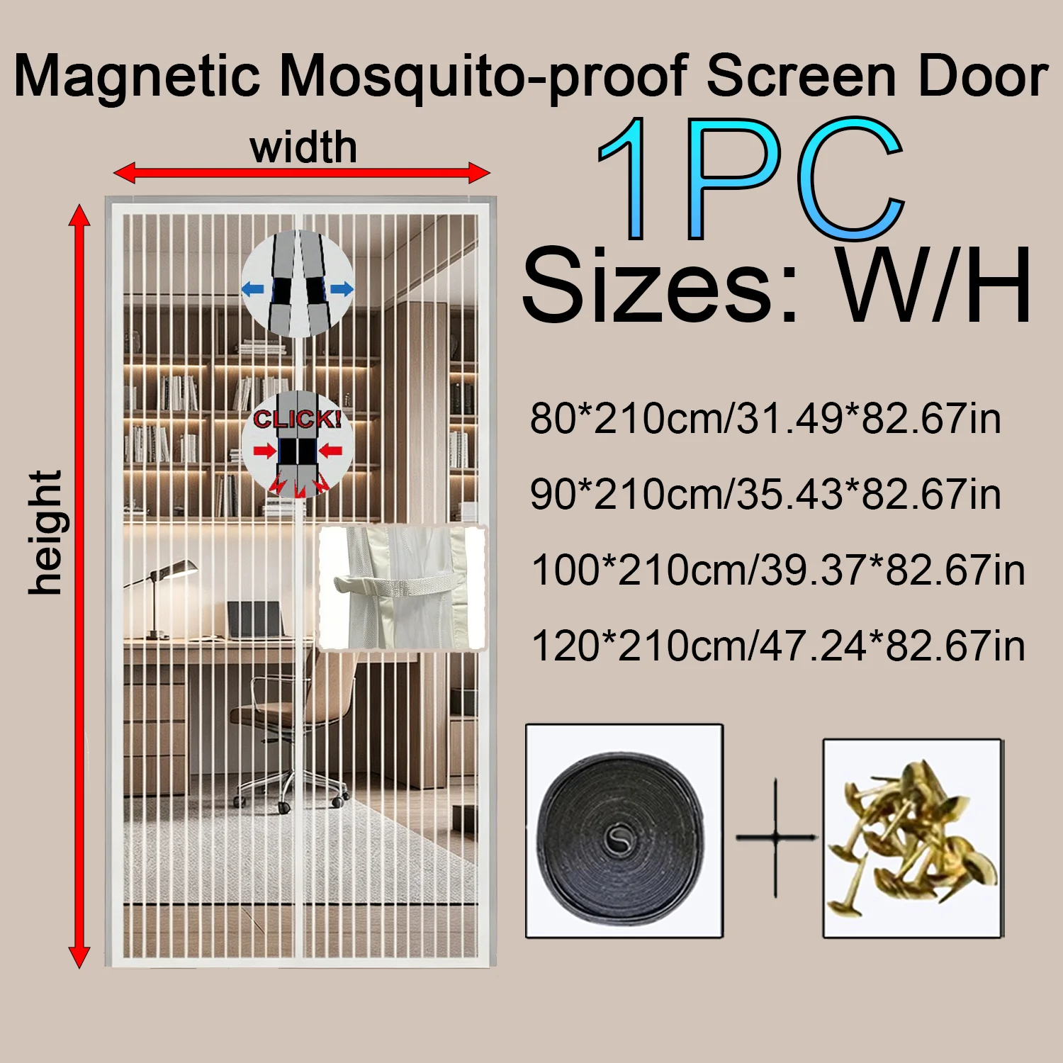 Practical Magnetic Screen Door, Easy Drill‑Free Setup, Silent Self‑Closing Mesh, Blocks Insects While Keeping Air Circulating