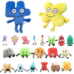 Bfdi Four Game Plush Doll, Battle for Dream Island Cosplay, Plushie Toy, Number Flower, De madeira, Coiny, Fogo, Pirulito, Soft Kids Gift