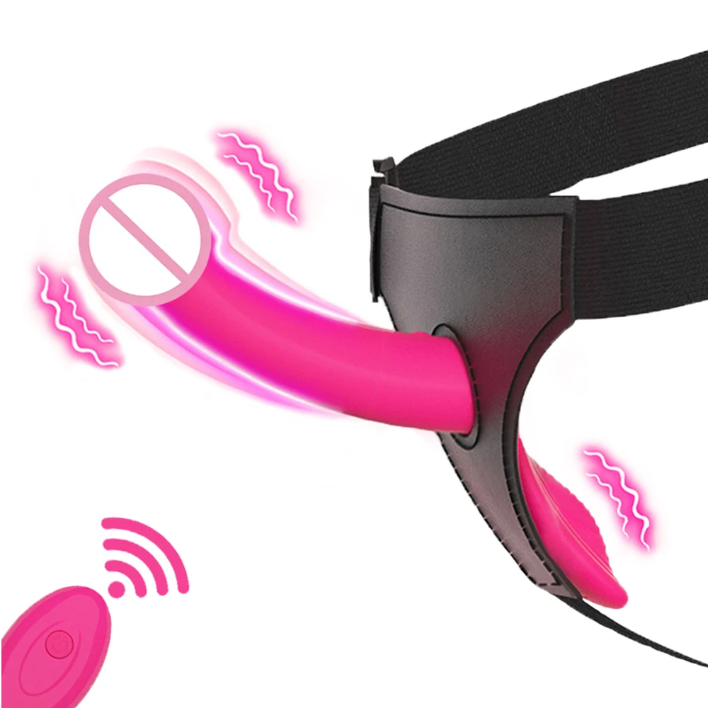 Vibrating Strap on Dildo Adjustable Elastic Waist Strapless Dildos Lesbian Sex Toys Remote Control G Spot Wearable Vibrators
