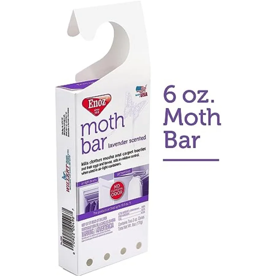 عبوة من 6 أونصة معطرة باللافندر من Moth Bar لحماية الأقمشة الطبيعية في خزائن وخزائن عطر وتأثير طويل الأمد