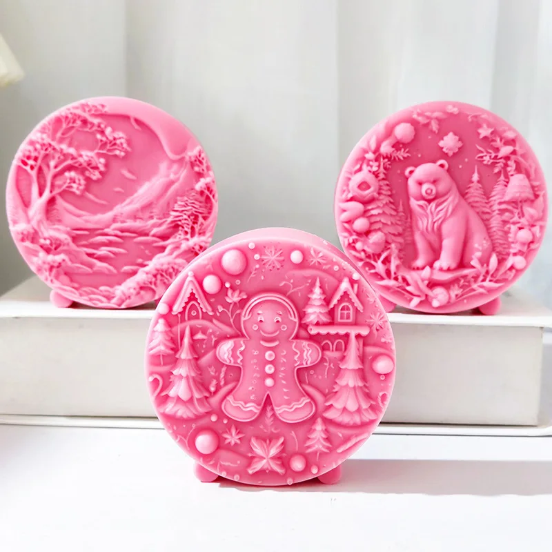 

Gingerbread Man Candle Soap Silicone Mold Polar Bear Handmade Soap Mold Biscuit Chocolate Cake Baking Mold