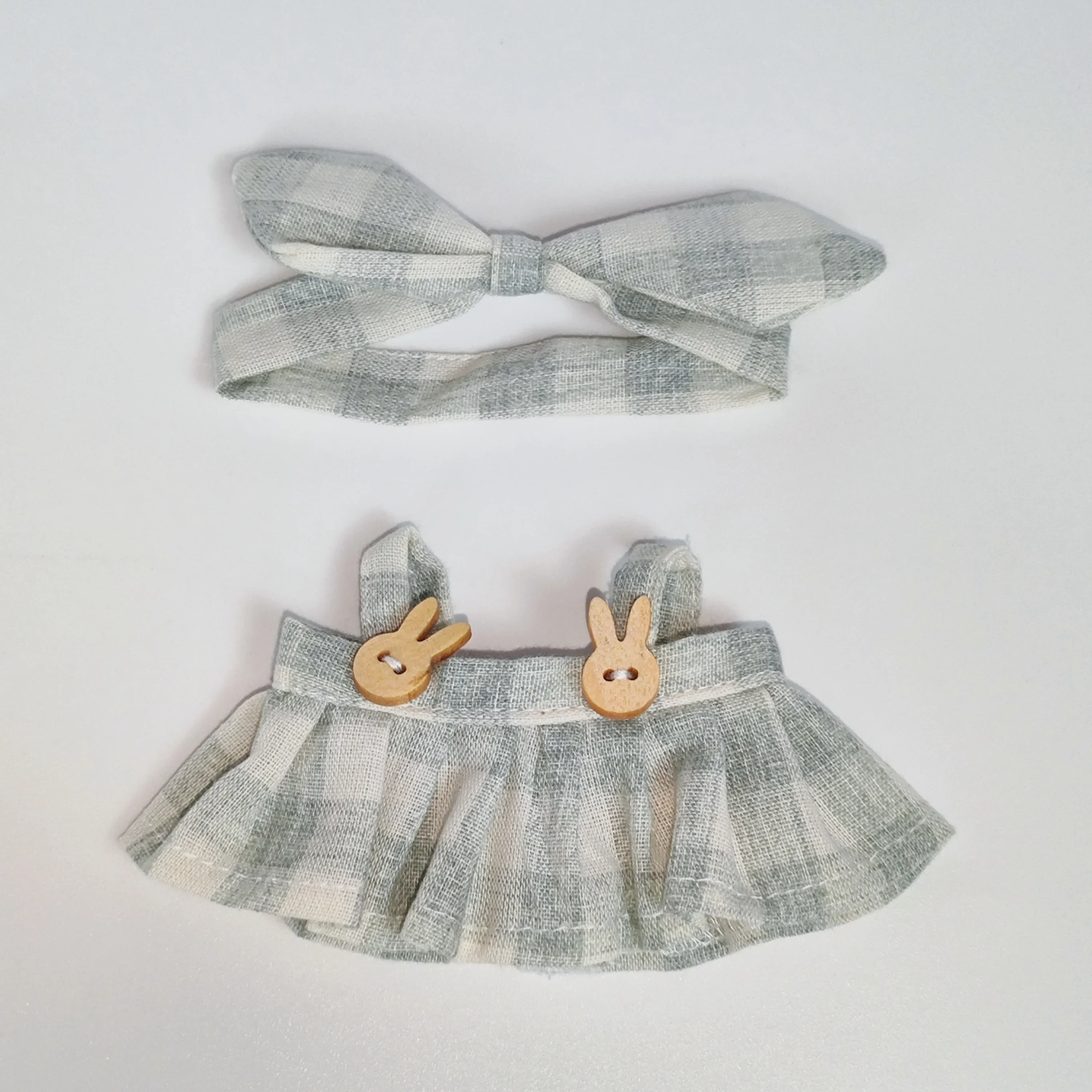 

Clothes for Labubu Mini Plush Doll'S Clothes Outfit Accessories For Idol V1 V2 sitting party Candy plaid skirt headband set