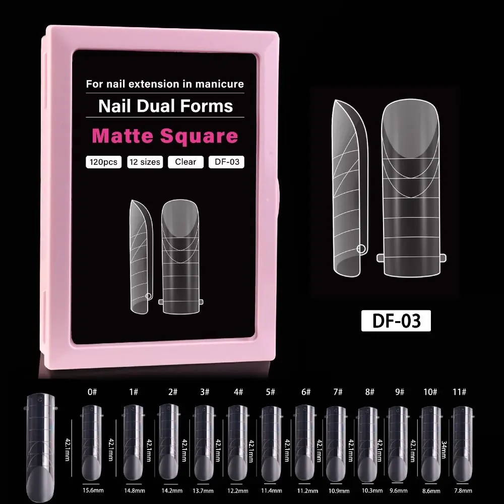 With Inner French Line French Nail Molds Coffin Shape 12 Sizes Full Cover Nail Molds Quick Extension Square Shape