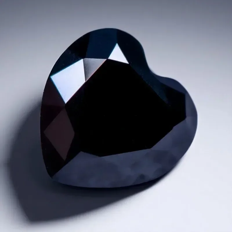 Black Color Moissanite Stone Heart Cut for Pass Diamond Tester Charms Top Jewelry Making Gift with Certificate
