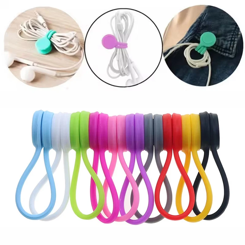 Silicone Cable Organizer Cord Organizer Reusable Cord Ties Travel Cable Organizer Cute Elastic Tie Wire Ties For Headphones Cord