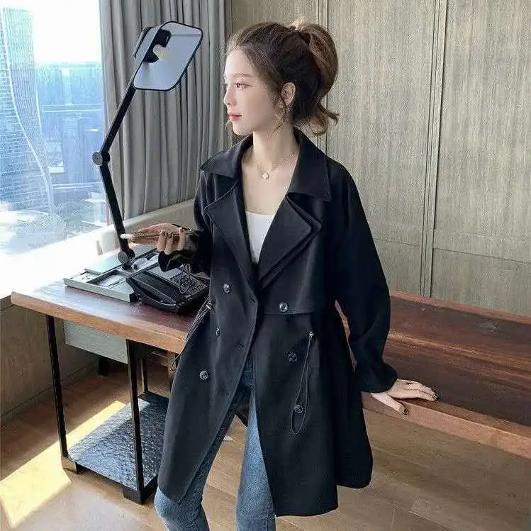 

Brown Trench Women'S Fashionable Girls Spring-Autumn Smooths Silhouette Irregular Windbreaks Joint A-Line Korea Environmental