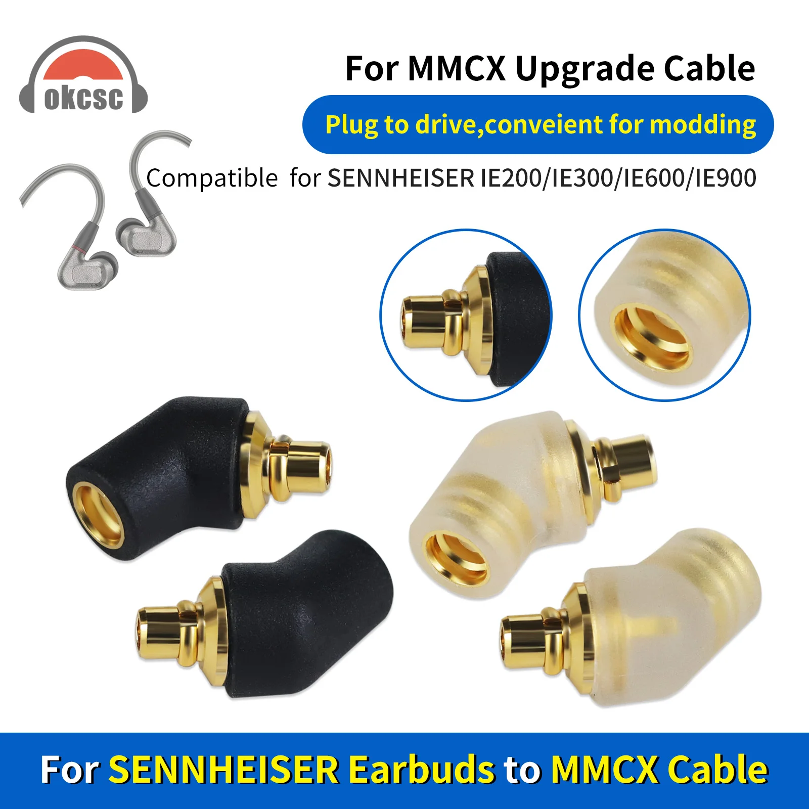 

OKCSC Earphones Adapter MMCX Female to SENNHEISER IE300 Male Connecter for SENNHEISER IE300 IE200 IE600 IE900 AKG N5005 N30 N40