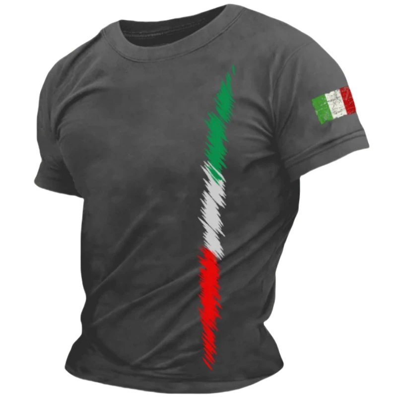 Simple Italia Flag Graphics T-shirts Summer Fashion Short Sleeve O Neck 3D Printed T Shirts Casual Streetwear Oversized Mens Tee image 3