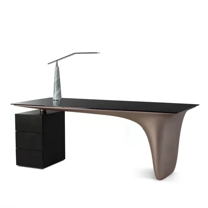 

Italian Desk Stone Plate Office Modern Minimalist Desk Designer Model