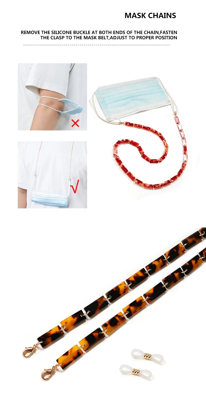 Marmor ader Acryl Brille Kette Halskette rutsch feste Lanyard um Hals Sonnenbrille Ketten für Erwachsene trend ige Brille Seil halter – Detail 4