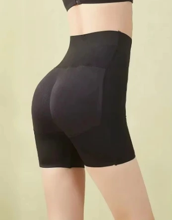 High waisted slimming pants with buttocks lifted and belly tucked, fake buttocks cushioned and raised buttocks pants