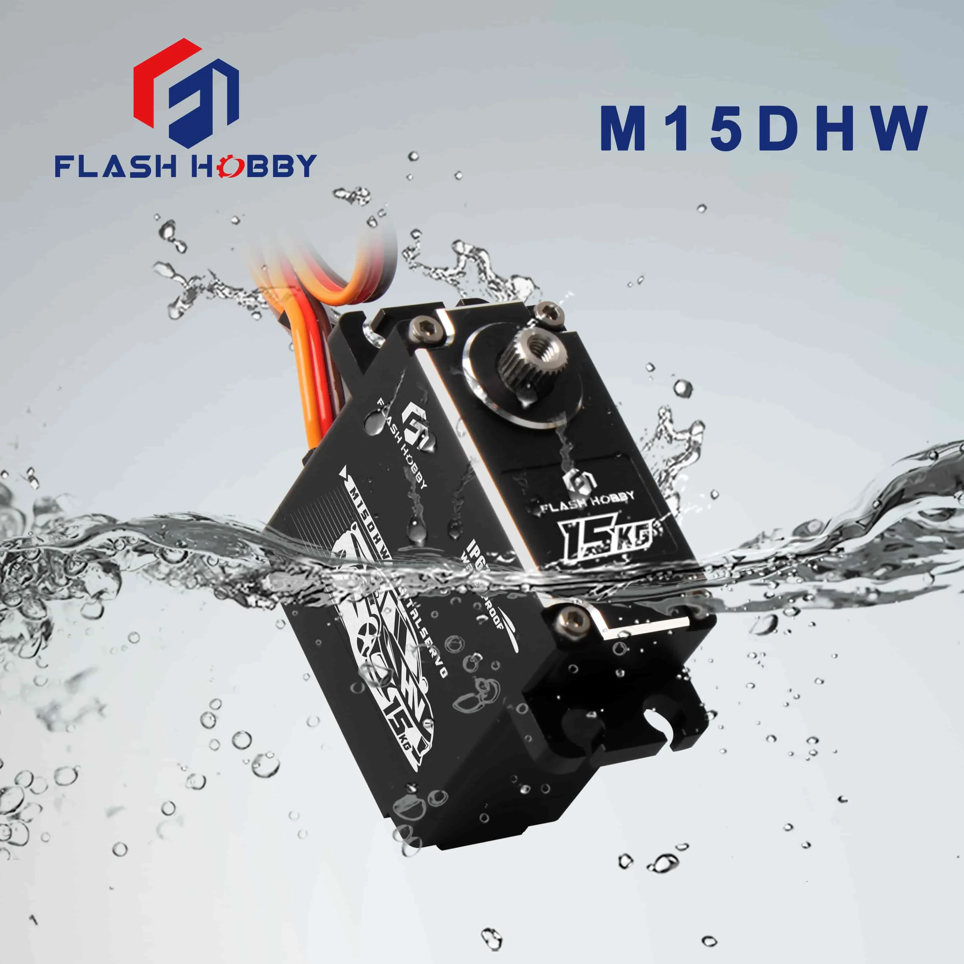 

FLASHHOBBY Waterproof Servo 15KG High Torque Servo Motor Robot High Speed Metal Gear Digital Servo for 1/8 1/10 Scale RC Cars