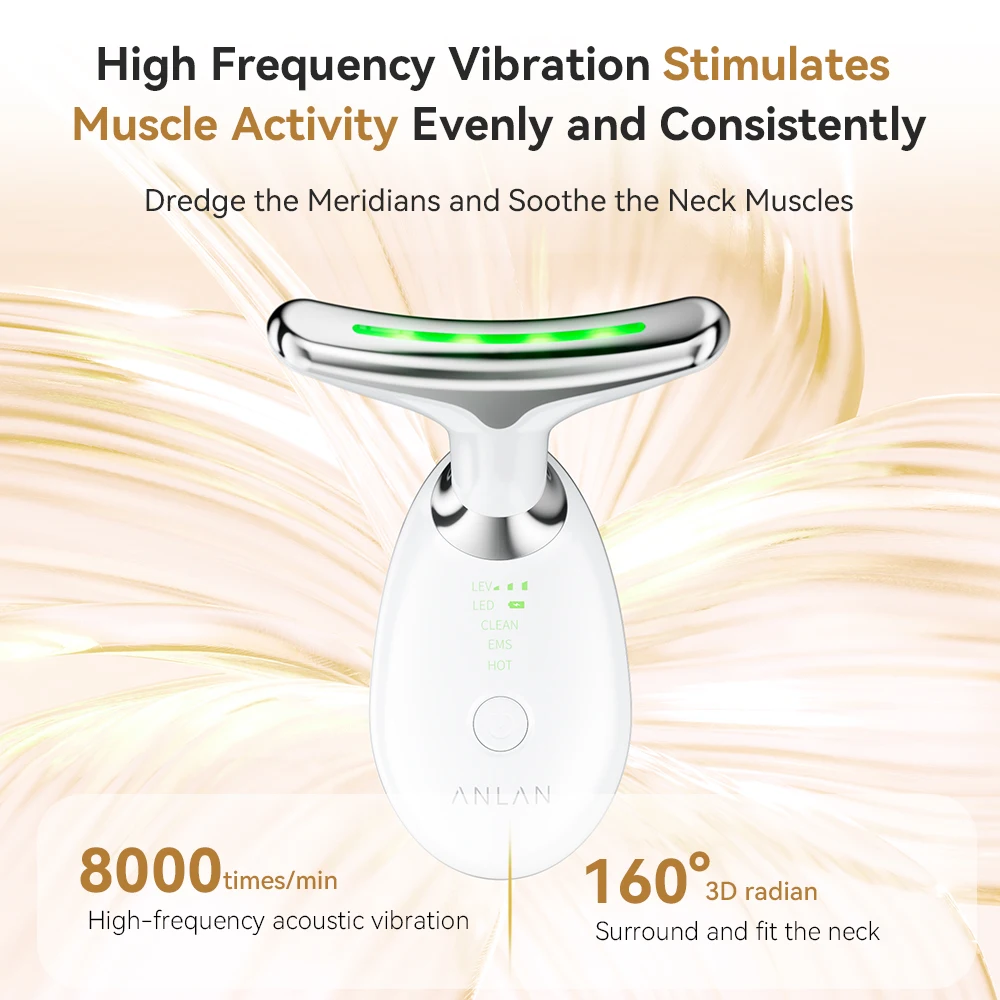 ANLAN Neck Face Beauty Device Upgrade 7 Color Light Deep Cleansing Hot Compress Rejuvenate Skin Face Neck Skin Lifting Massager