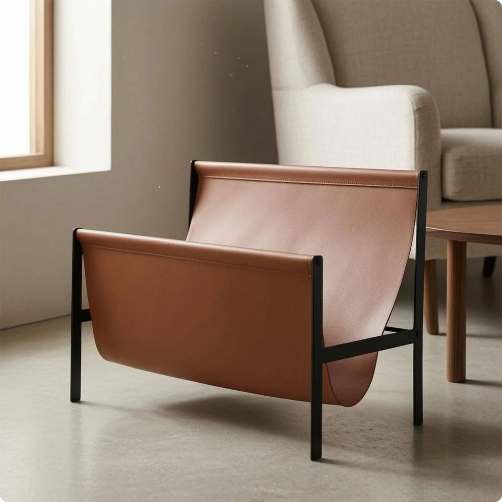 Metal Magazine Rack Modern Leather Magazine Rack Home Decor Minimalist Long-Lasting