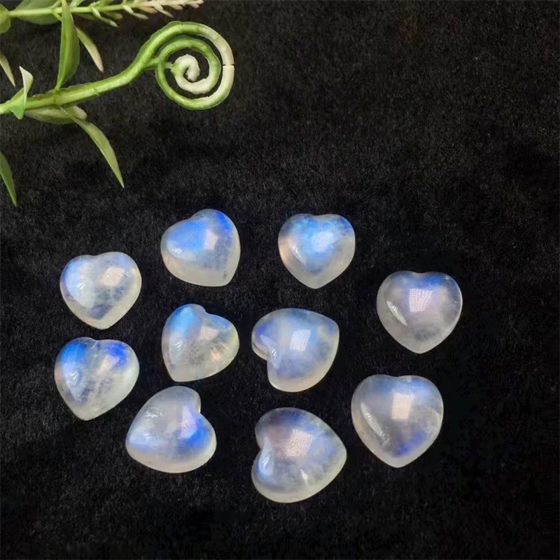 2PCS Natural Blue Moon Heart Crystal Fashion Delicacy Gemston  Jewelry Christmas Gift For Women Man 14MM