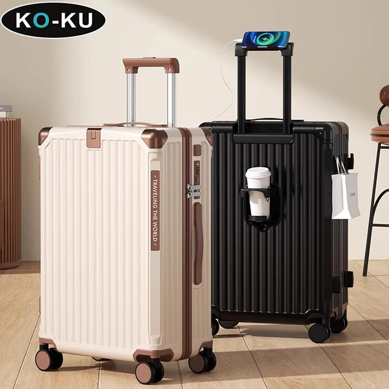 KO-KU Aluminium Frame Multifunctional Luggage 2024 New High Value Suitcase 20 Inch Boarding Box Student Travel Password Box