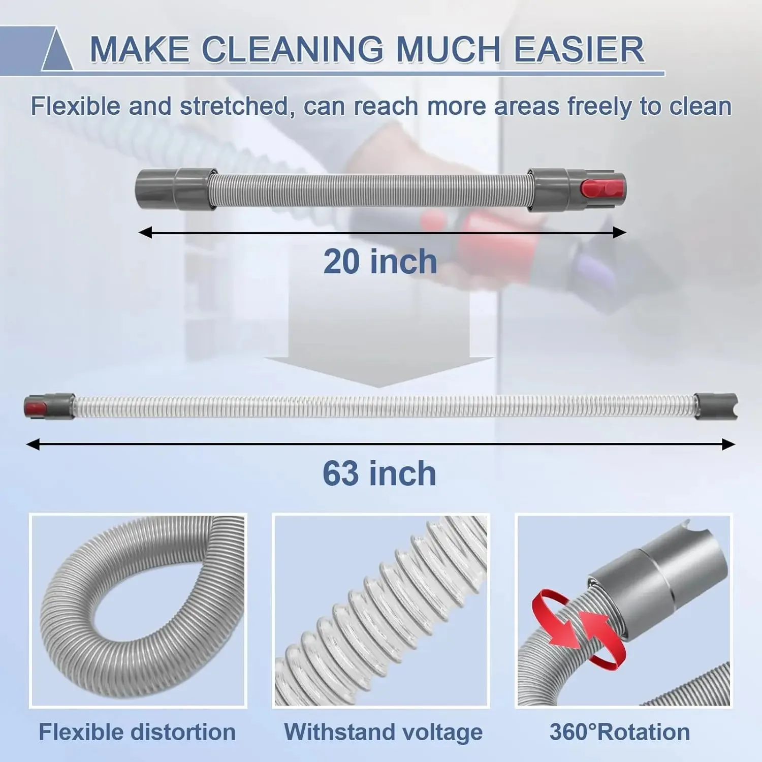 For Dyson V7 V8 V10 V11 V15 Vacuum Cleaner Attachment, Scratch-free Dusting Brush  Flexible Extension Hose Replacement Parts