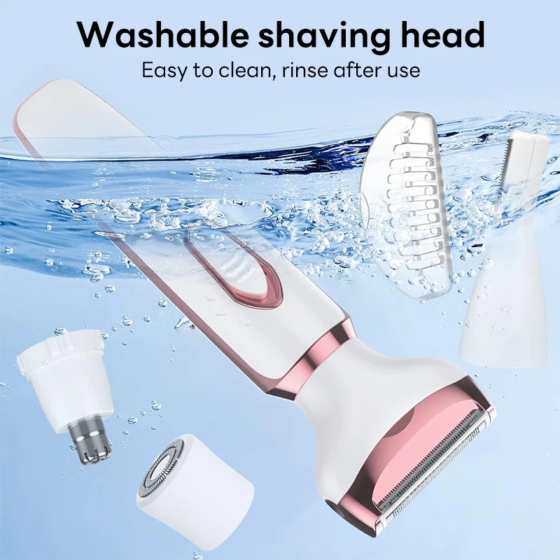 4 in 1 Electric Hair Removal Razor Painless for Women Shaver Body Hair Trimmer for Armpit Bikini Arm Leg Face Mustache Portable