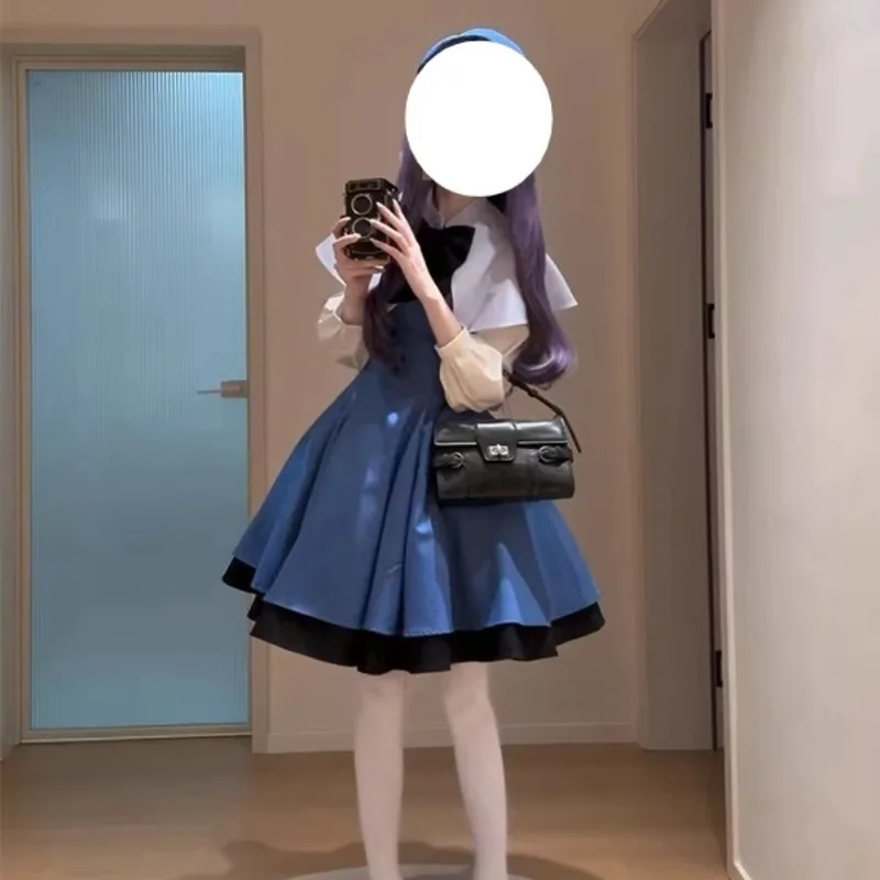 

Cute Japanese Lolita Dress Anime Daidouji Tomoyo Cosplay Costume Elegant Dress Shawl Bow Suit for Women Halloween Party