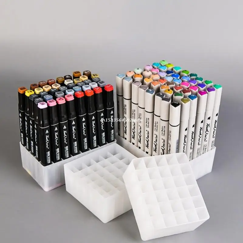 Paint Brushes Holding Storage Holder Brush Pencil Rack Table Stand 30/36/40/48 Slots Plastic Marker Pen Box Dropship