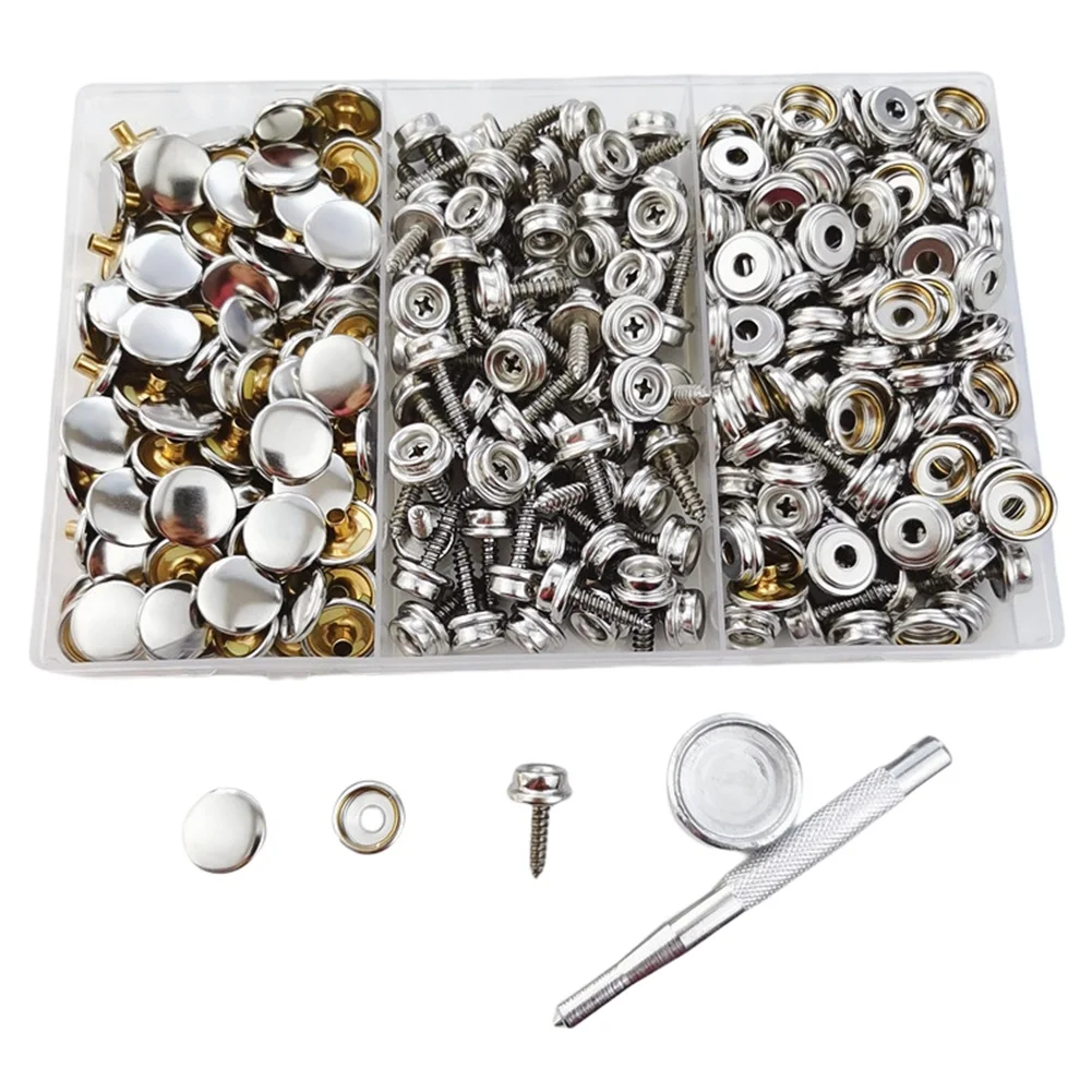 HOT-100Pcs 15Mm Boat Cover Canvas Stainless Steel Snap Fastener Clip Awning Button Rivet Marine Hardware Accessories