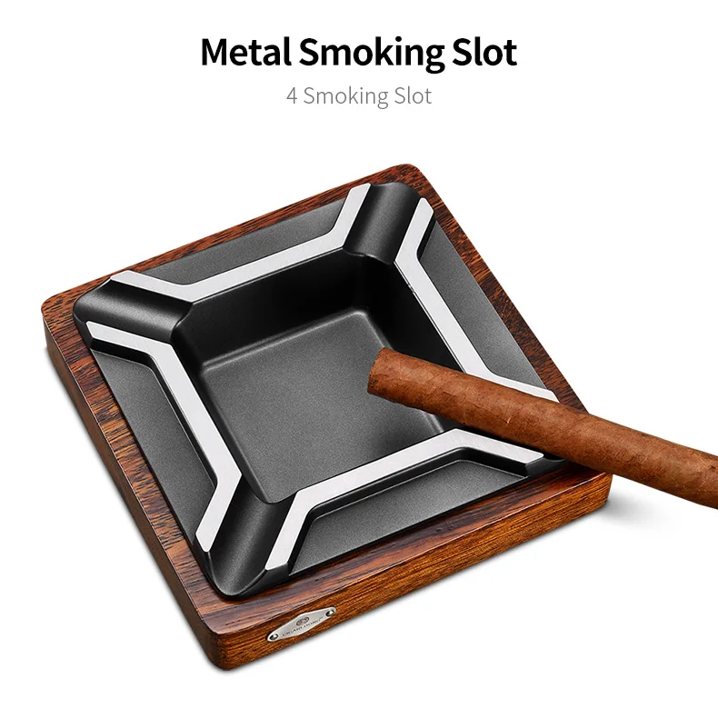 

Cigar ashtray high-end large size luxury wood metal ashtray