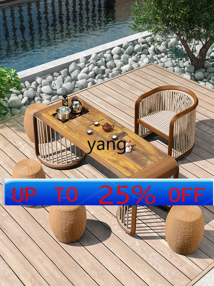 

LMM New Chinese Style Table-Chair Set Zen Tea Room Living Room Home Outdoor Kung Fu Tea Table