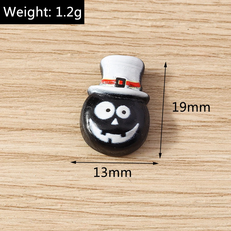 Tusember 10 Stück Halloween-Anhänger aus Harz, flache Rückseite, Kawaii-Motiv: Mond, Spinne, Fledermaus, Kürbis, Geist für DIY-Nagelkunst, Haarspangen, Broschen-Dekoration – Detail 12