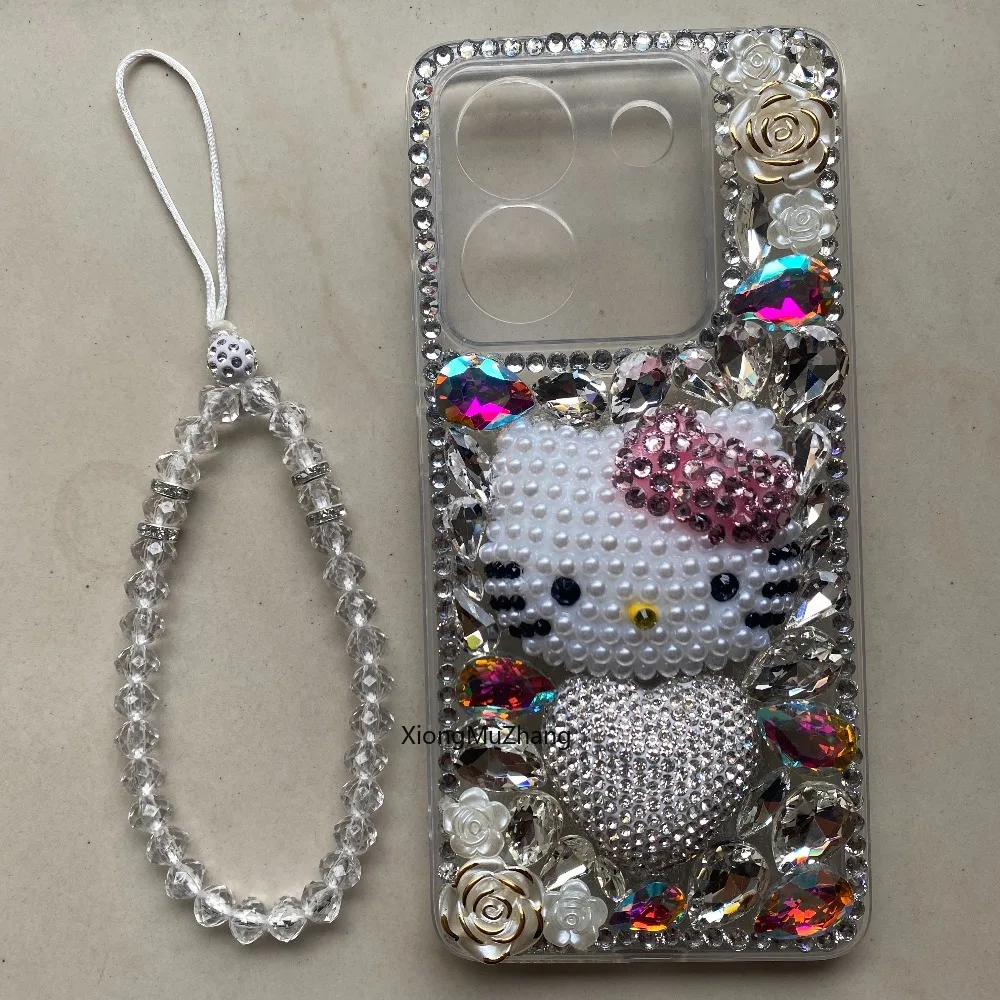 Hello Kitty Diamant-Blumen-Handyhülle für Xiaomi Poco M8 Power M7 Pro M6 M5 F8 F9 Pro F7 F6 F5 X7 X6 X5 X4 X3 mit Handschlaufe – Detail 10