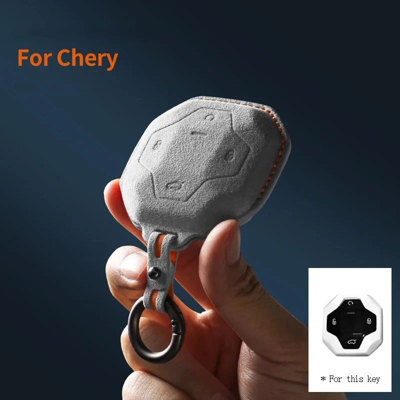 

For Chery Tiggo 7 Pro Exeed Tiggo 2 3x Arrizo 5 Pro Gx 5x EQ7 Suede Car Key Case Shell Keychain for Chery Car Key Fob