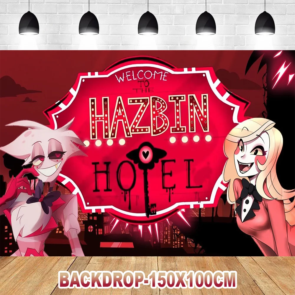 Hazbin Hotel Thema Geburtstag Party Supplies Film Hazbin Hotel Ballon Cupcake Topper Banner Hintergrund Baby Shower Geschenk Requisiten – Detail 7