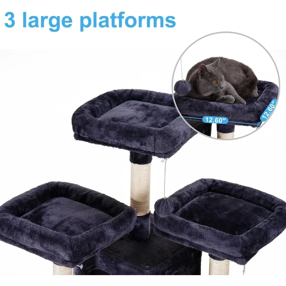 71 Inches Large Cat Tower for Indoor Multi-Level Cat House with 3 Padded Perches Big Scratcher 2 Cat Condos and Scratching Posts