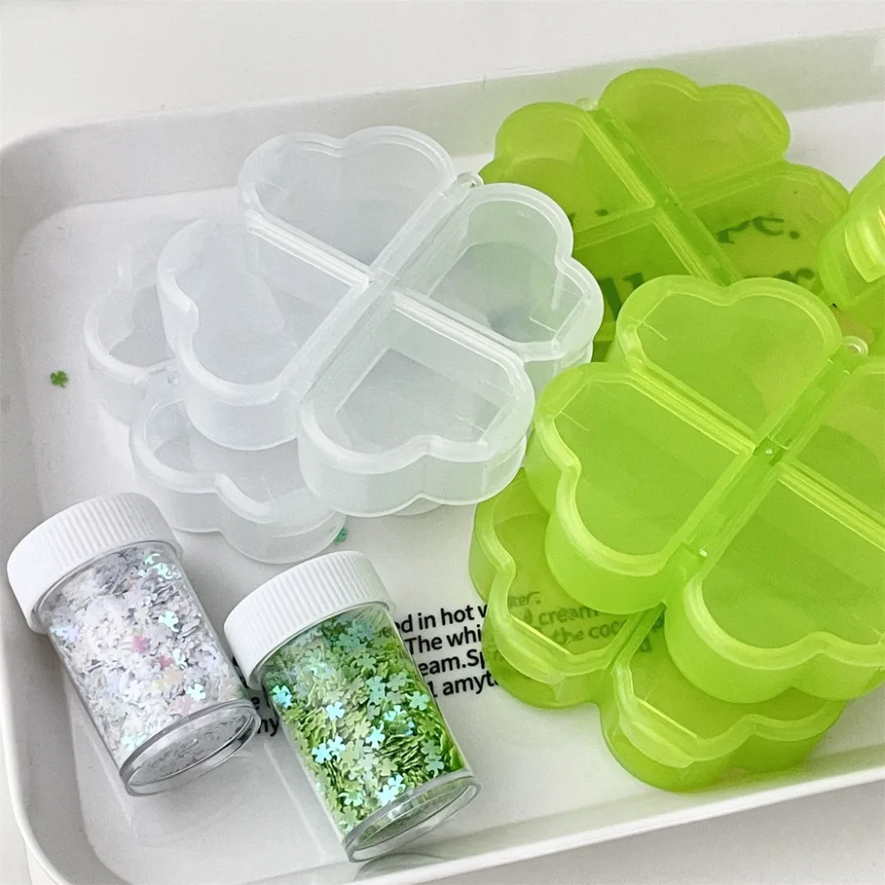 Durable Plastic Pill Storage Box Drug Separation 4 Grids Daily Pill Organizer Four-leaf Clover Drug Contain