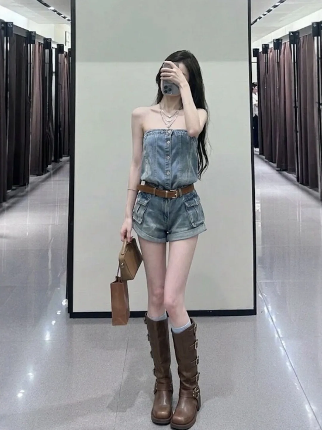 

Ретро джинсовые шорты с высокой талией и уникальным дизайном, летние женские комбинезоны-брюки 2026 года, на пуговицах, со средней талией, укороченные