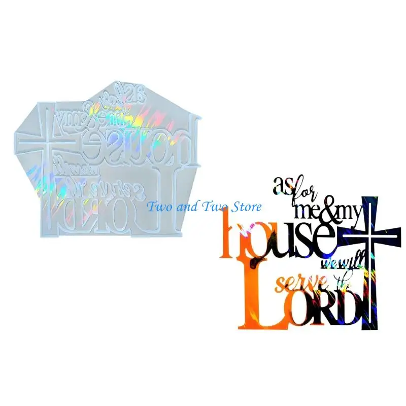 HX6F Crucifix and Letters Wall Decoration Mould Holographical Wall Sticker Mold for Craft Enthusiasts Jewelry Making Supplies