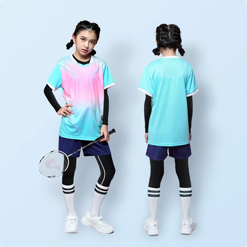 Four Sets of Children's Badminton Uniform Boys and Girls Badminton Training Clothes Quick-drying Game Clothes Ping Pong Clothing