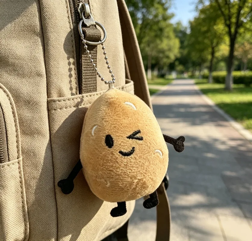 Funny Potato Bag Pendant Keychain Cute Cartoon Expression Design Soft Hanging Charm for Backpack Handbag Car Key Decor Gift