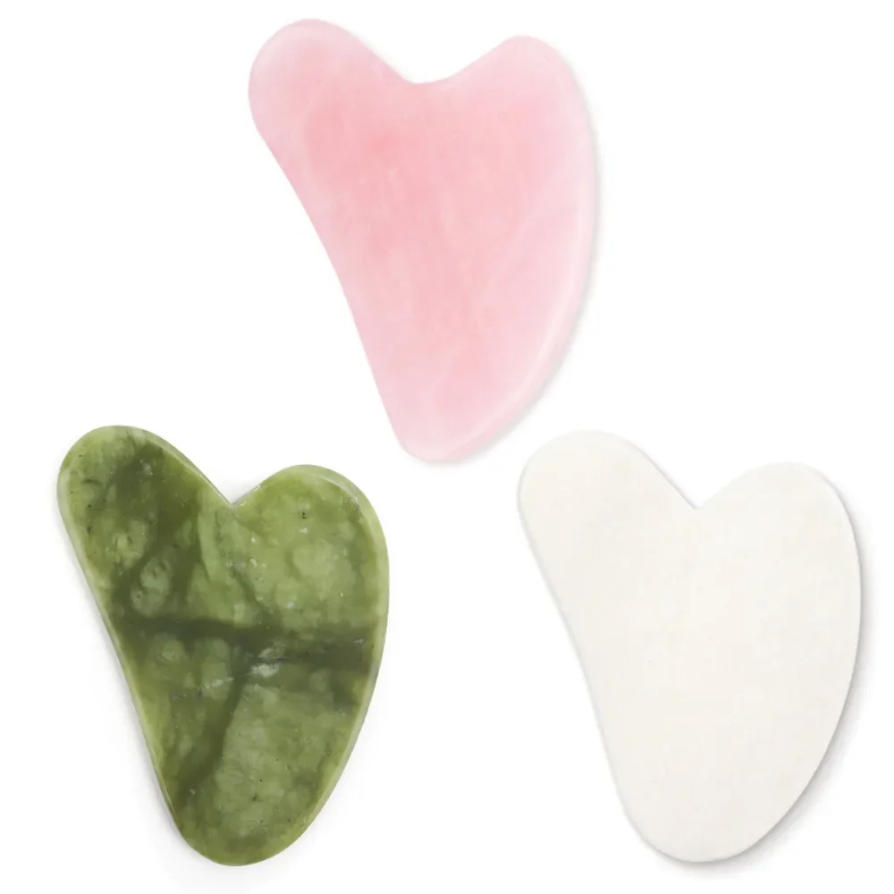 Natural Jade Gua Sha Board Original Rose Quartz Facial Massager Roller Stone Massage Face Neck Skin Lifting  Care Face Mask