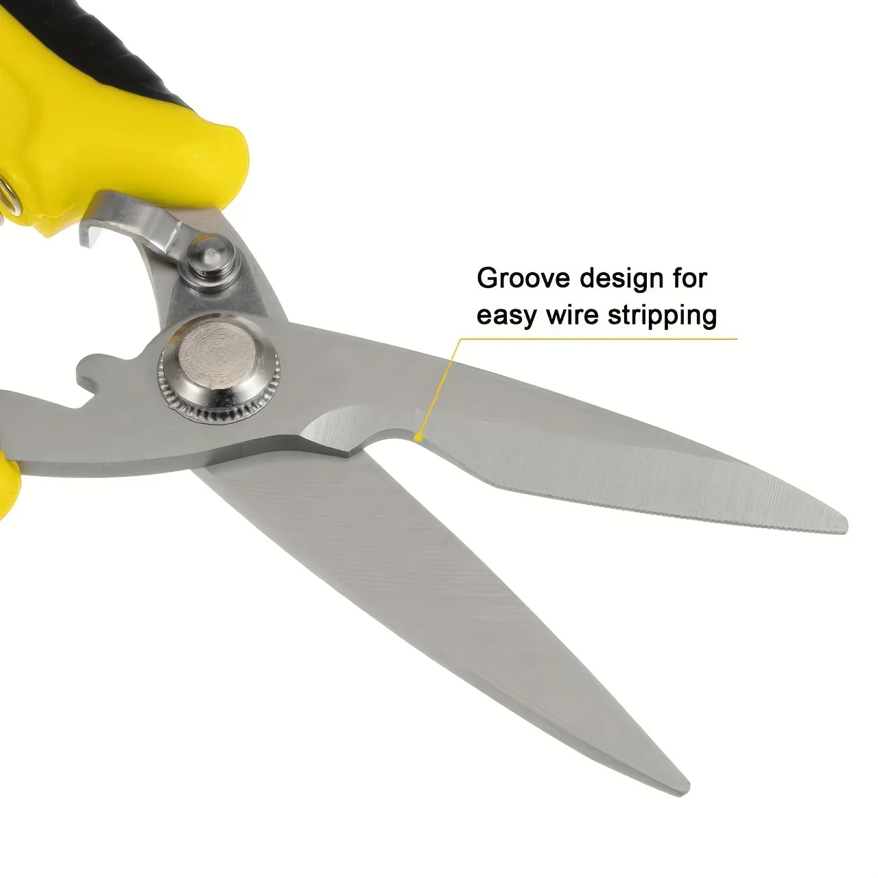 1pcs Industrial Scissors 8 Inch Multi-Purpose Shears Stainless Steel Blades with Orange Black Handle for Cutting Thin Metal