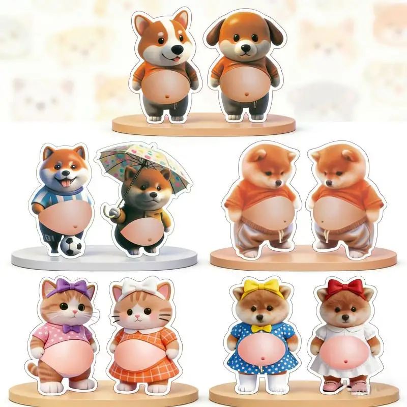New#Kawaii Cat Dog 3D Belly Stickers Soft Silicone Squeezeable Stress Relief Stickers DIY Phone Case Car Anti-collision Sticker