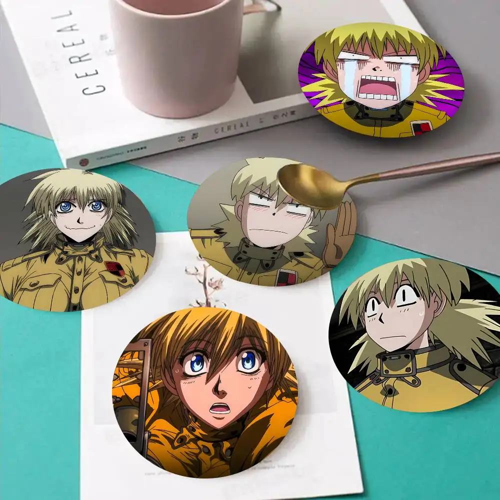1pc Seras Victoria Hellsing Wooden Coaster Colour Printing Cup Mat Home Desk Decoration Gifts